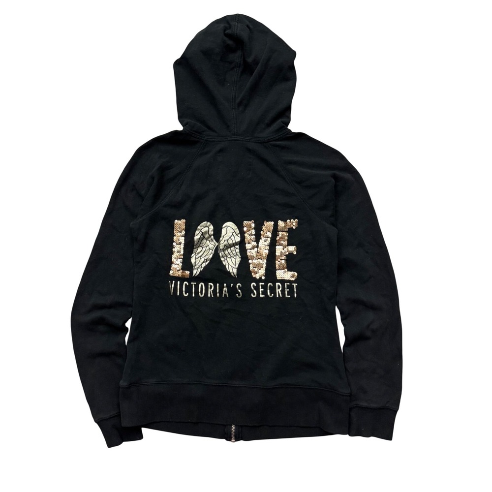 Victoria's Secret Sequin Angel Wings LOVE Full Zip Hoodie XS